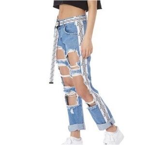 LF The Brand Starter Jeans Ripped Xtreme Distressed Destroyed Button Fly Size 25